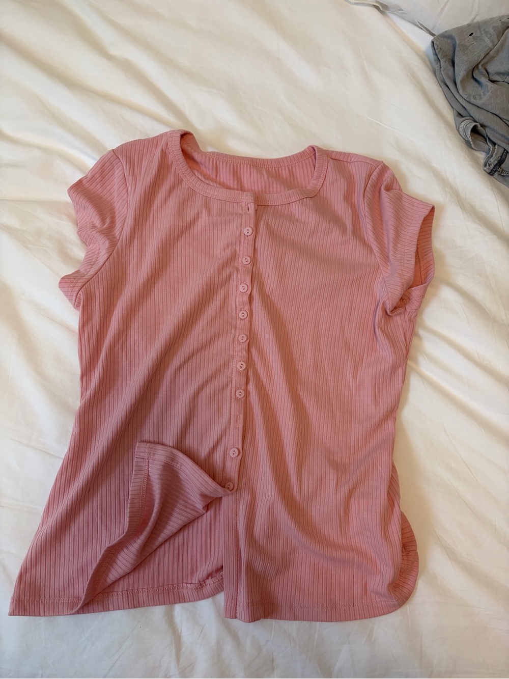 Women’s Ribbed Button-Front Top - Pink